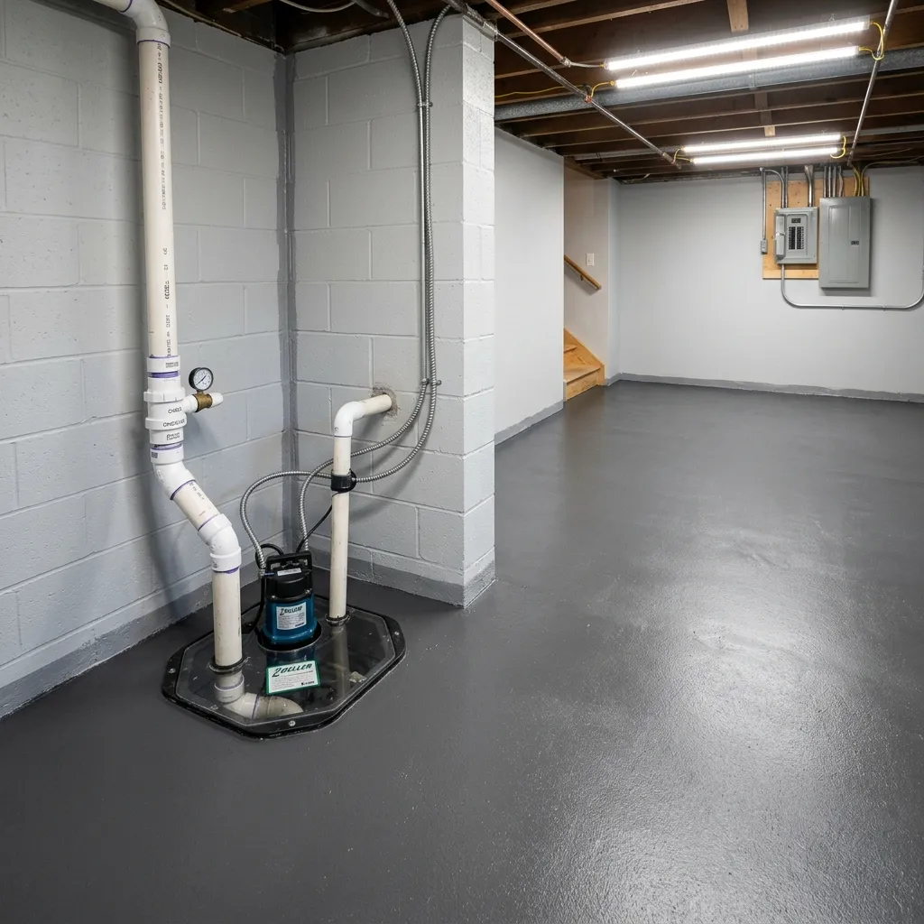 Clean waterproofed basement with sump pump